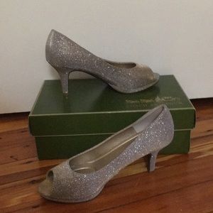 Silver Peep Toe Heels